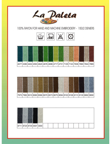 Hilo de rayón La Paleta de Hilaturas Presencia - varios colores