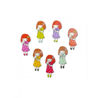 Botón de madera Niñas - varios colores