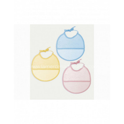 Babero redondo recién nacido para bordar borde vichy -...