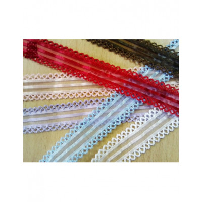 Cinta de organza rayada con piquillo (ancho 2,5cm) -... 2