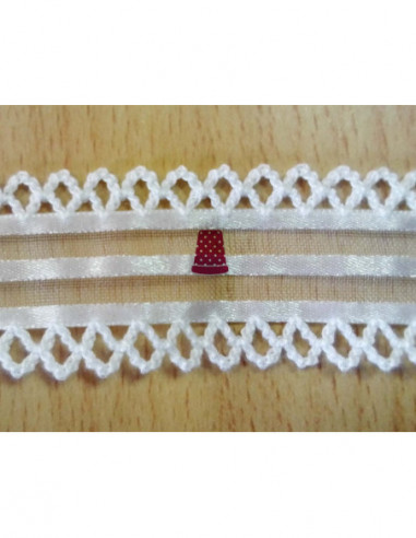 Cinta de organza rayada con piquillo (ancho...