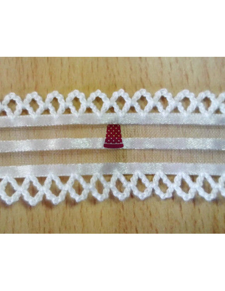 Cinta de organza rayada con piquillo (ancho 2,5cm) - varios colores