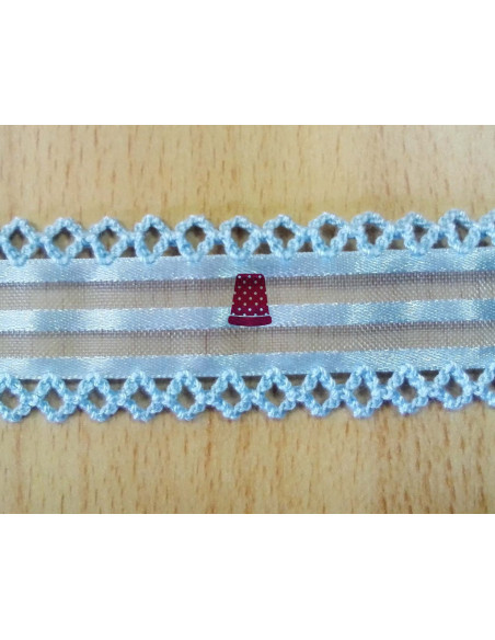 Cinta de organza rayada con piquillo (ancho 2,5cm) - varios colores