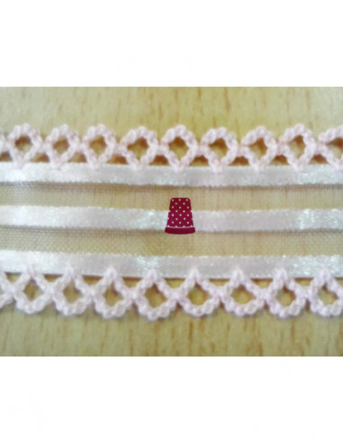 Cinta de organza rayada con piquillo (ancho...