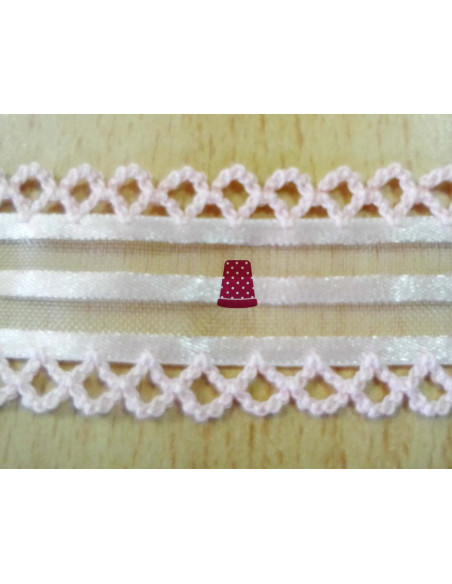 Cinta de organza rayada con piquillo (ancho 2,5cm) - varios colores