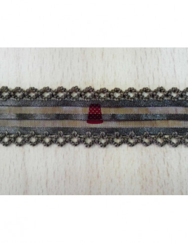 Cinta de organza rayada con piquillo (ancho...