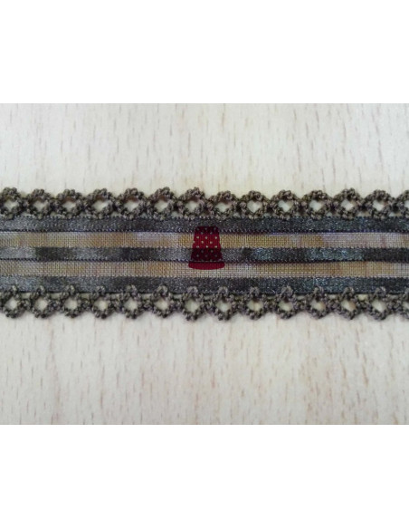 Cinta de organza rayada con piquillo (ancho 2,5cm) - varios colores