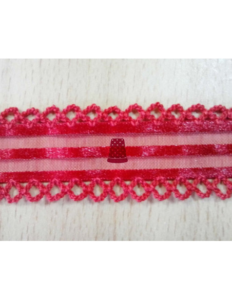 Cinta de organza rayada con piquillo (ancho 2,5cm) - varios colores