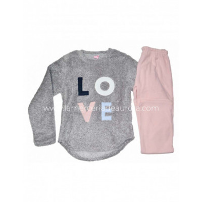 Pijama largo mujer invierno Love de Fabianni
