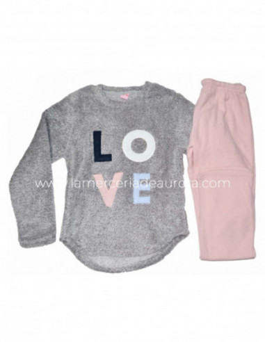 Pijama largo mujer invierno Love de Fabianni