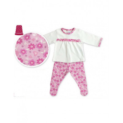 Conjunto bebé jubón+polaina flores de Calamaro