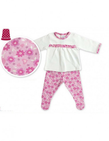 Conjunto bebé jubón+polaina flores de Calamaro
