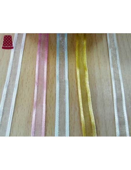 Cinta organdí orillas de raso (ancho 10mm) de Vivant