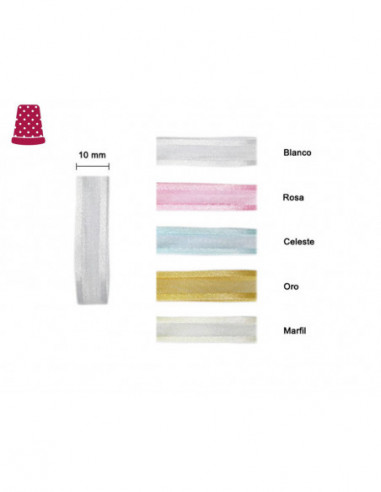 Cinta organdí orillas de raso (ancho 10mm) de...