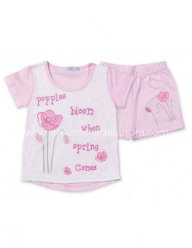 Pijama corto de verano niña Poopies bloom when spring de Calamaro