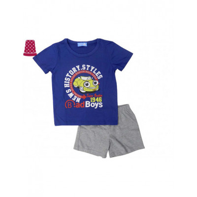 Pijama niño de verano Bad Boys - azul y gris