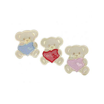 Osito corazón termoadhesivo grande - varios colores