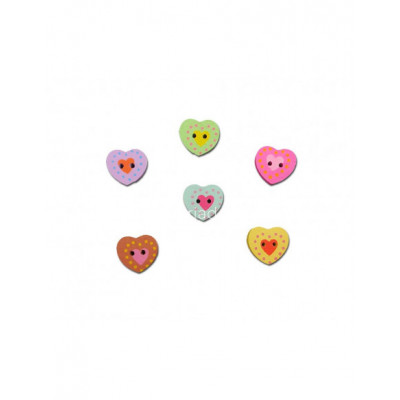 Botones madera Corazón - varios colores