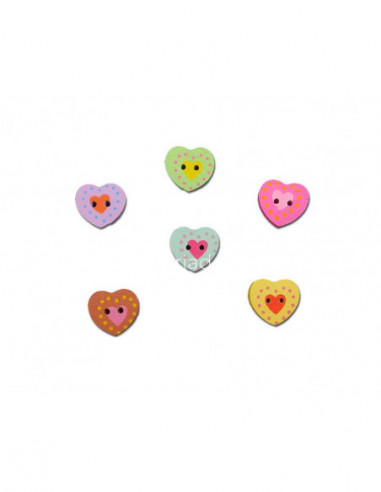 Botones madera Corazón - varios colores