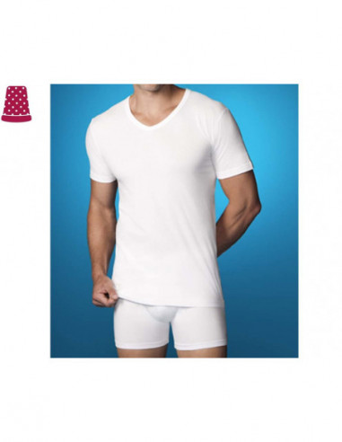 Camiseta hombre manga corta cuello pico 508 de...