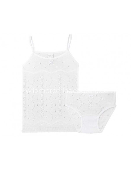 Conjunto Primera Comunión niña perlé calado cenefas de Linn by Diacar