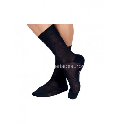 Calcetín caballero liso 100% hilo de Escocia de Pompea - NEGRO