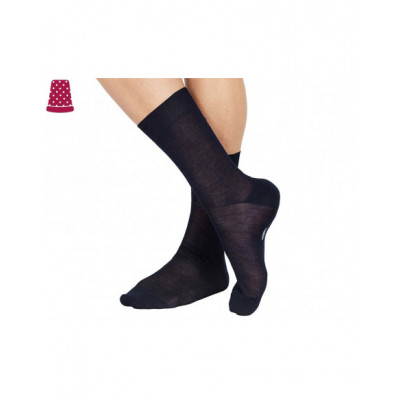 Calcetín caballero liso 100% hilo de Escocia de Pompea - NEGRO 2