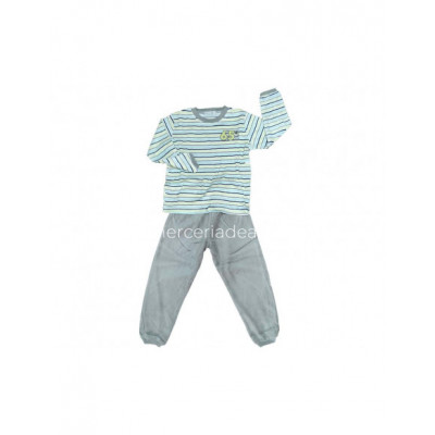 Pijama largo tundosado niño rayas de Calamaro