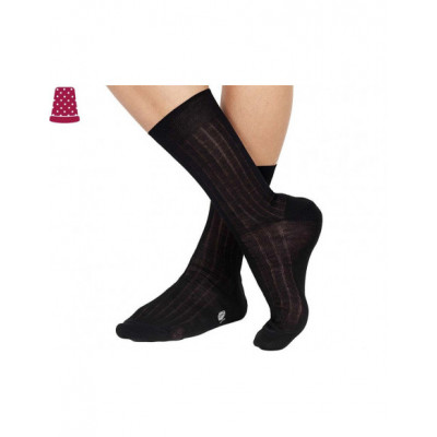 Calcetín caballero canalé 100% hilo de Escocia de Pompea - NEGRO 2