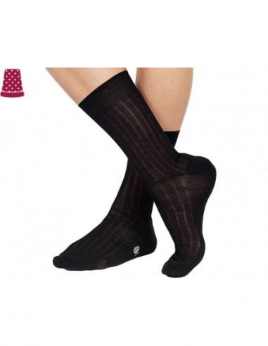 Calcetín caballero canalé 100% hilo de Escocia de Pompea - NEGRO