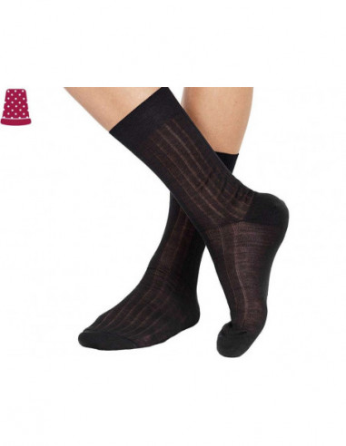 Calcetín caballero canalé 100% hilo de Escocia de Pompea - GRIS MARENGO