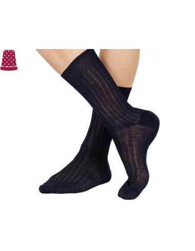 Calcetín caballero canalé 100% hilo de Escocia de Pompea - AZUL MARINO