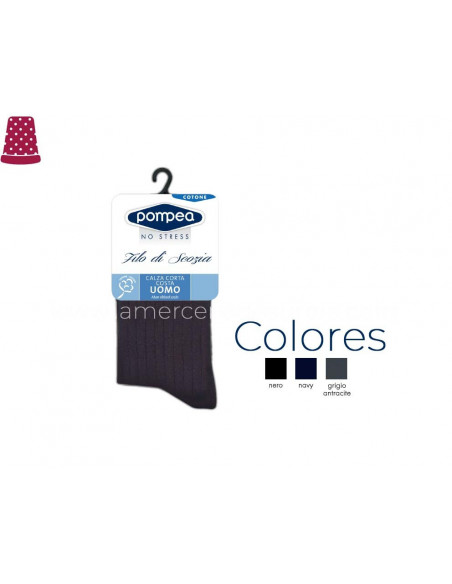 Calcetín caballero canalé 100% hilo de Escocia de Pompea - varios colores