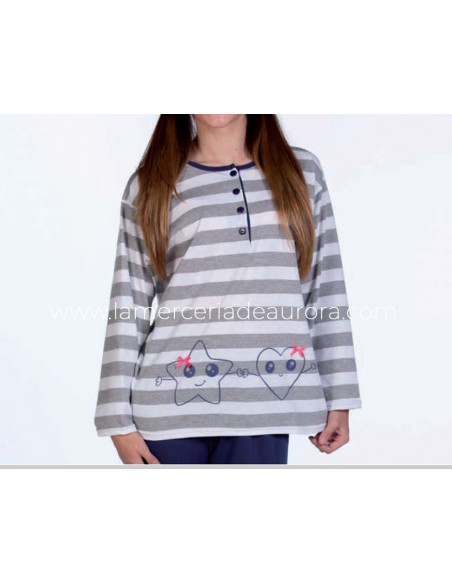 Pijama niña entretiempo Estrella y Corazón de Emeneté