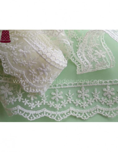 Encaje de tul bordado (ancho 4cm) Monique -...
