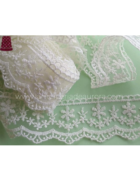 Encaje de tul bordado (ancho 4cm) Monique - varios colores