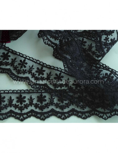 Encaje de tul bordado (ancho 4cm) Monique -...