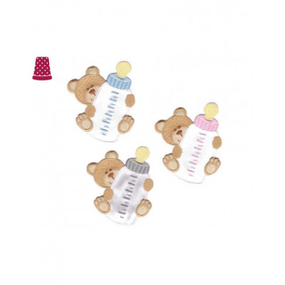 Ositos biberón aplicación bordada (venta unitaria) -...