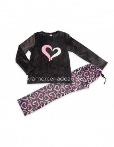 Pijama largo mujer invierno Corazones de Kinanit