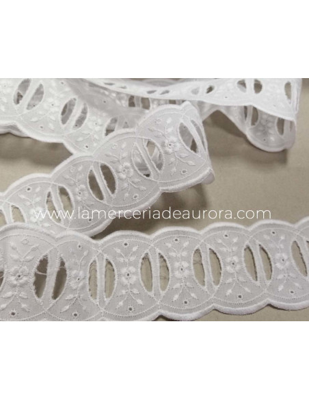 Bordado entredós con pasacintas (ancho 5cms) Alida - varios colores