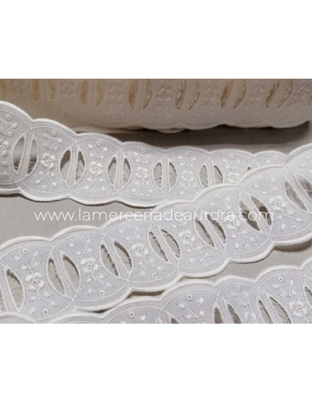 Bordado entredós con pasacintas (ancho 5cms) Alida - varios colores