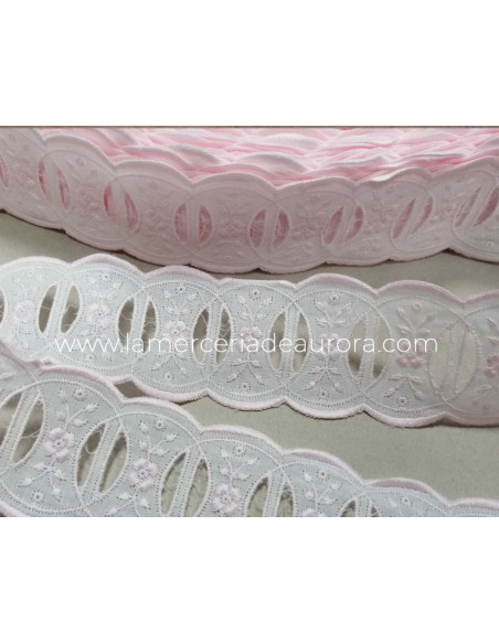 Bordado entredós con pasacintas (ancho 5cms) Alida - varios colores