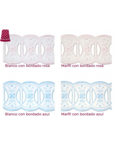Bordado entredós con pasacintas (ancho 5cms)...