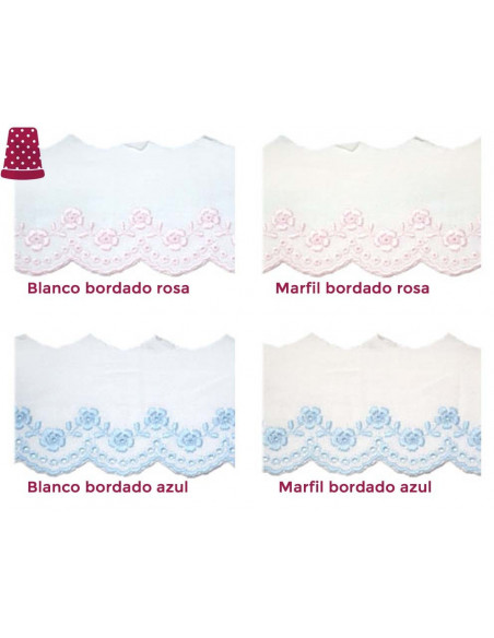 Bordado modelo Alida (ancho 4 cms) - varios colores