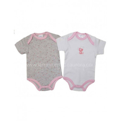 Body bebé manga corta niña Corazones y estrellas (2 uds)...