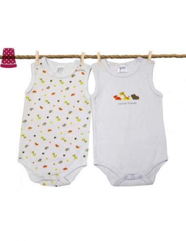 Body bebé tirante ancho Animal Friends (2 uds) de Yatsi