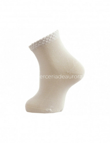 Calcetín infantil sin costuras hilo perlé puño...