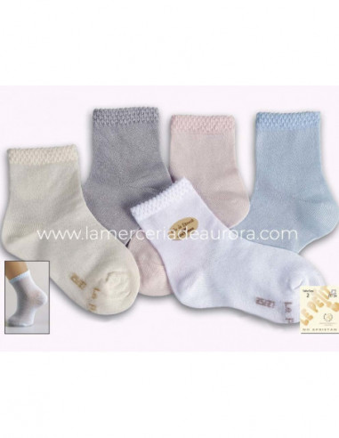 Calcetín infantil sin costuras hilo perlé puño...