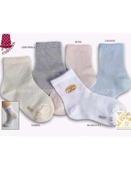 Calcetín infantil sin costuras hilo perlé puño arroz de Lepetit - varios colores
