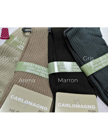 Calcetín caballero canalé 100% hilo Escocia 18 de Carlomagno - varios colores